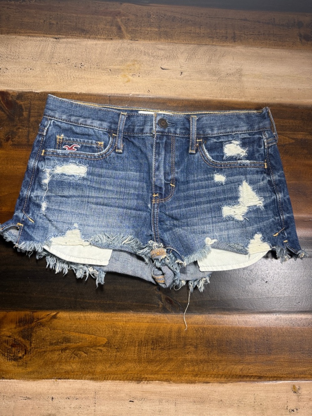 Hollister Blue Distressed Denim Cutoff Shorts